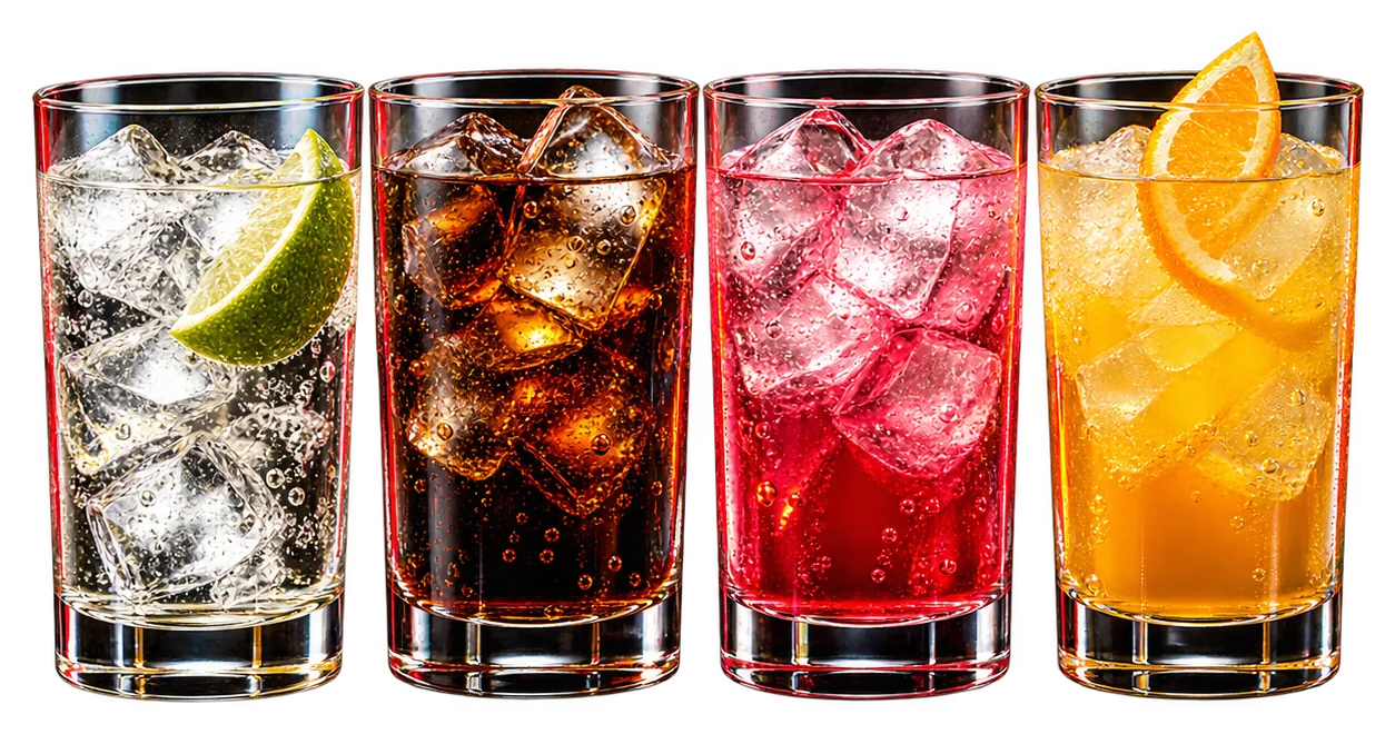 Cuatro copas servidas.